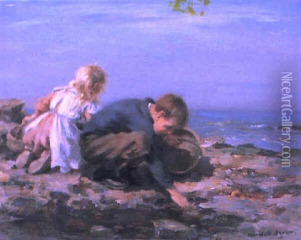 Fisher Bairns Oil Painting - William Marshall Brown