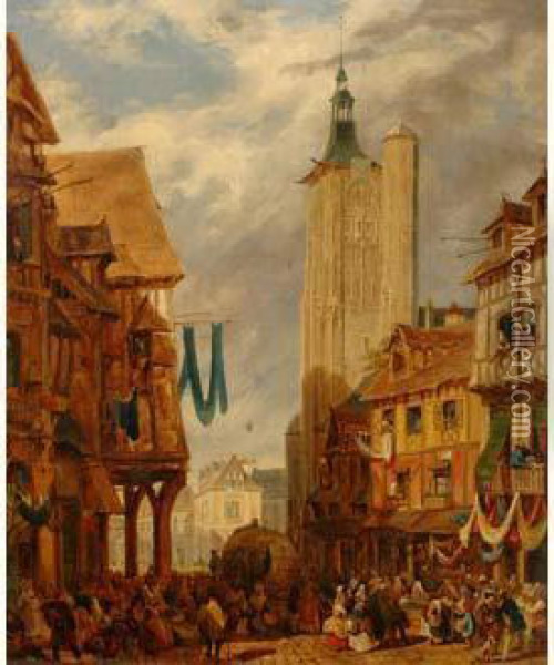 Un Jour De Marche A Bernay, Pres De Lisieux Oil Painting - Hippolyte Garneray