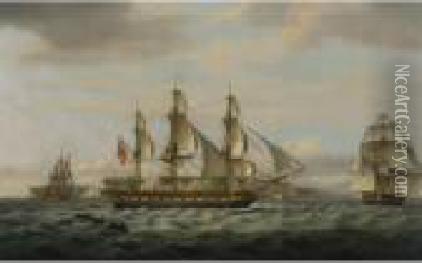 Merchant Men And Other Shipping Off Dover Oil Painting - Thomas Luny