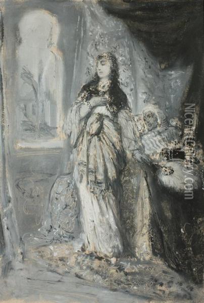 Sketch Of Reha Oil Painting - Moritz, Maurycy Gottlieb