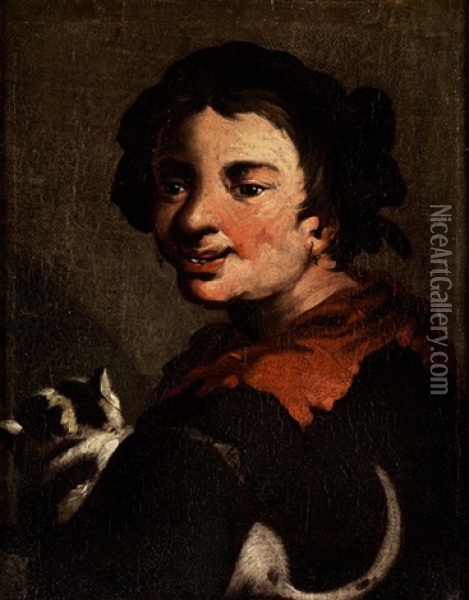 Junge Mit Katze Oil Painting - Giacomo Francesco Cipper