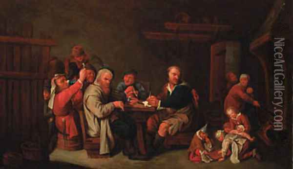 Peasants in a cottage interior Oil Painting - David Ryckaert