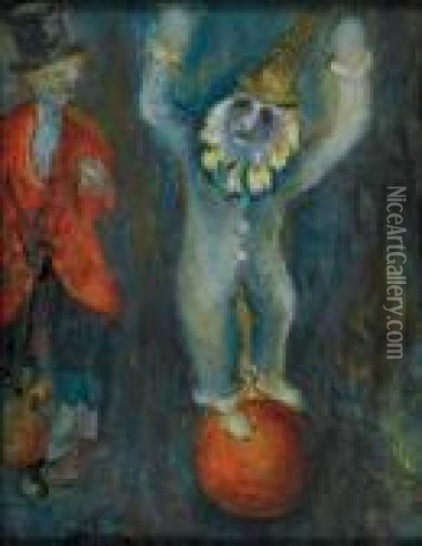 Clowns Equilibristes Oil Painting - Issachar ber Ryback
