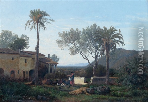 Vue De Majorque Oil Painting - Adolphe-Paul-Emile Balfourier