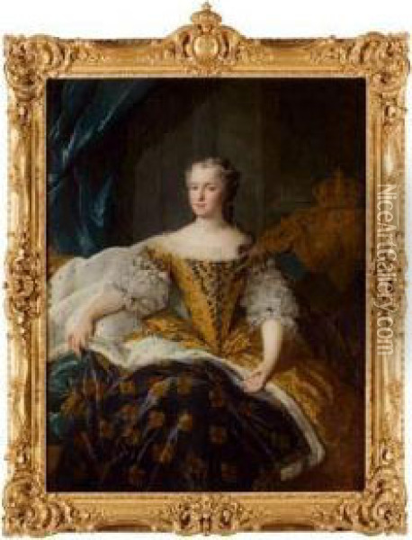 Portrait De Marie Leszcsynska, Reine De France Oil Painting - Alexis Simon Belle