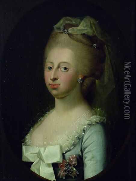 Portrait of Queen Caroline Mathilde (1751-1775) Oil Painting - Herman Koefoed