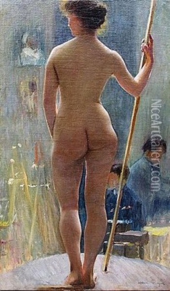 Nu Devant Les Peintres Oil Painting - Henri-Paul Royer