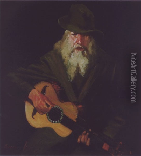 Hobo Musician Oil Painting - George Benjamin Luks