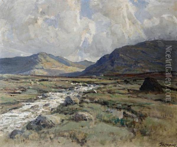 A Trout Stream, Connemara Oil Painting - James Humbert Craig