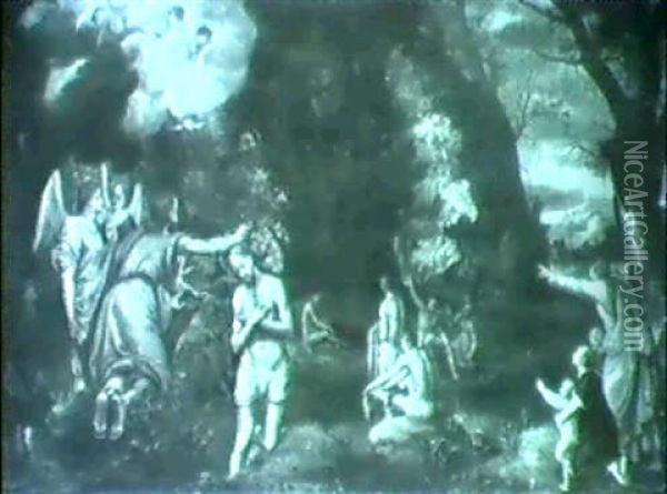 Die Taufe Christi Im Jordan Oil Painting - Paul Juvenel the Elder
