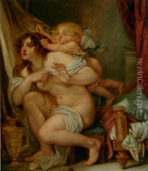 L'innocence Aux Prises Avec L'amour Oil Painting - Jean Baptiste Greuze