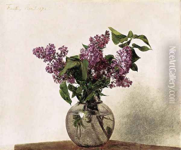 Lilacs Oil Painting - Ignace Henri Jean Fantin-Latour
