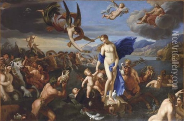 Allegorie De La Naissance Du Dauphin Oil Painting - Francois (le Bourguignon) Perrier