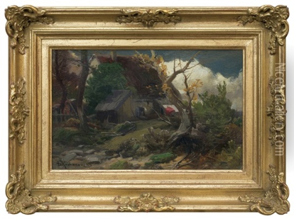 Landscape With Cottage Oil Painting - Roman Kochanowski