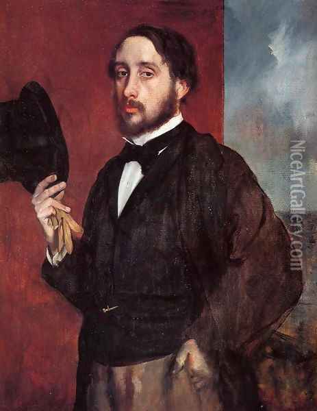 Self Portrait Saluting 1865-1866 Oil Painting - Edgar Degas