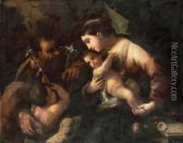 The Holy Family With The Infant Saint John The Baptist Oil Painting - Luca Giordano