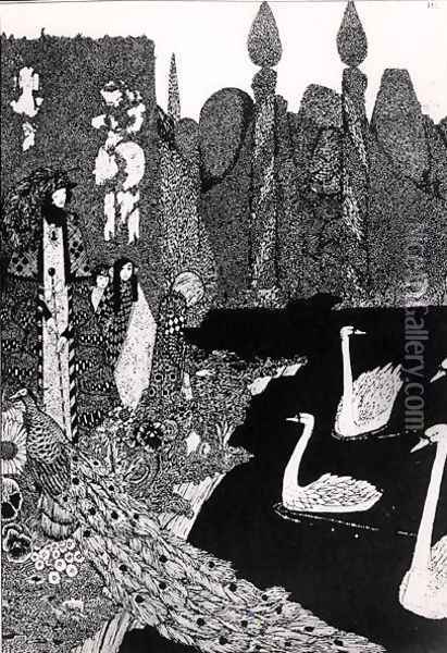 The New One is the Most Beautiful of All, illustration for 'The Ugly Duckling' from Fairy Tales Oil Painting - Harry Clarke
