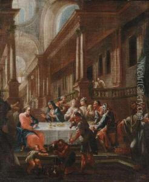 The Marriage At Cana. Oil Painting - Chrysostomus J. Winck