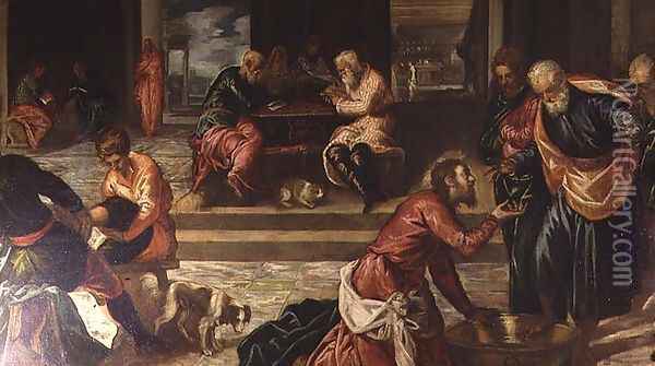 Christ Washing the Feet of the Disciples 2 Oil Painting - Jacopo Tintoretto (Robusti)