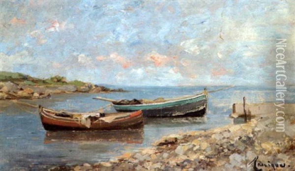 Barques De Peche Dans Une Crique Oil Painting - Marius Maniquet