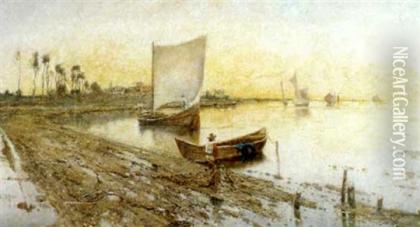 Fishing Boats Oil Painting - Karl Heffner