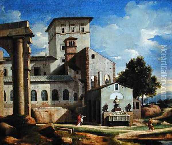 Italian Landscape Oil Painting - Pierre (Lemaire-Poussin) Lemaire