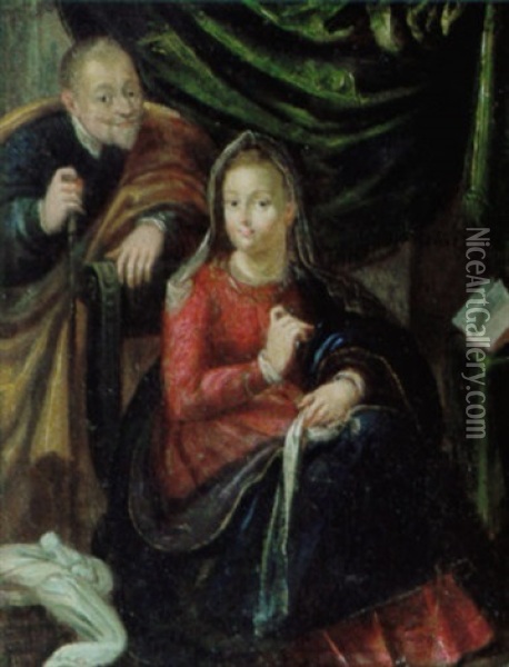 Kaiser Matthias Und Seine Gemahlin Kaiserin Anna I Der Darstellung Als Josef Und Maria Oil Painting - Matthias Gundelach