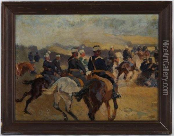 La Cavalerie Oil Painting - Louis Dunki