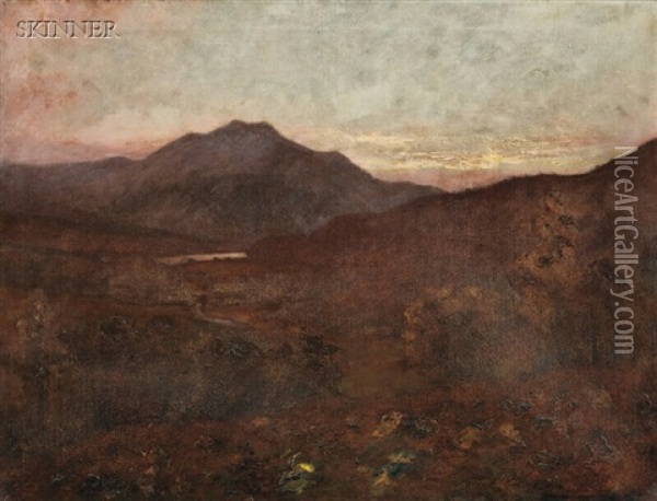 Evening In The Trossachs/ A Scottish View Oil Painting - William Barr