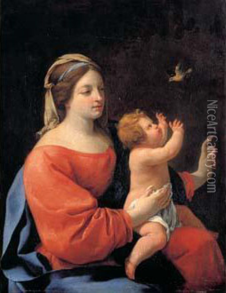 La Vierge A L'enfant Au Chardonneret Oil Painting - Aubin Vouet