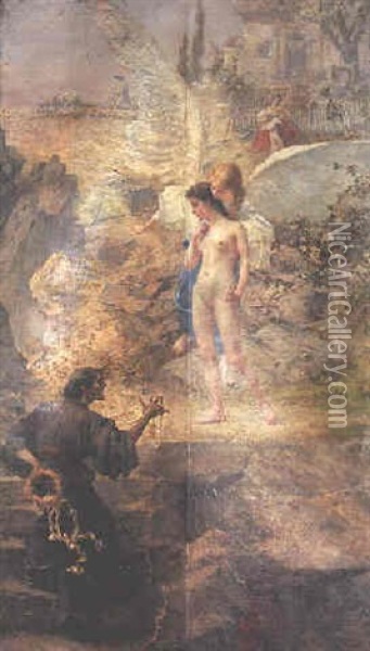 An Allegorical Scene Oil Painting - Karel Vitezslav Masek