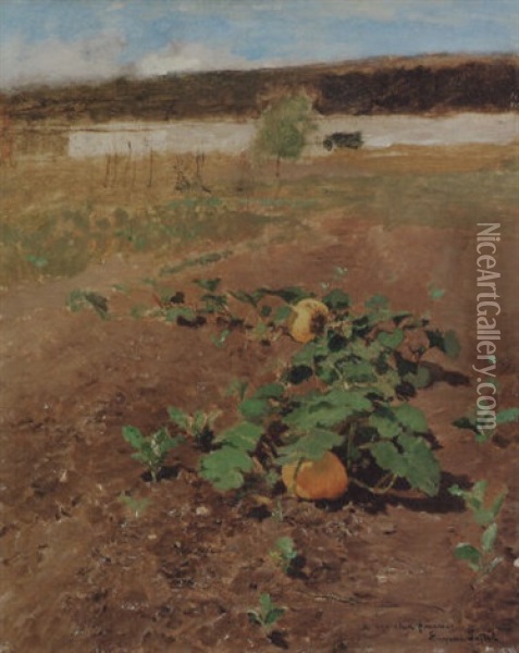 The Pumpkin Field Oil Painting - Eugen Jettel