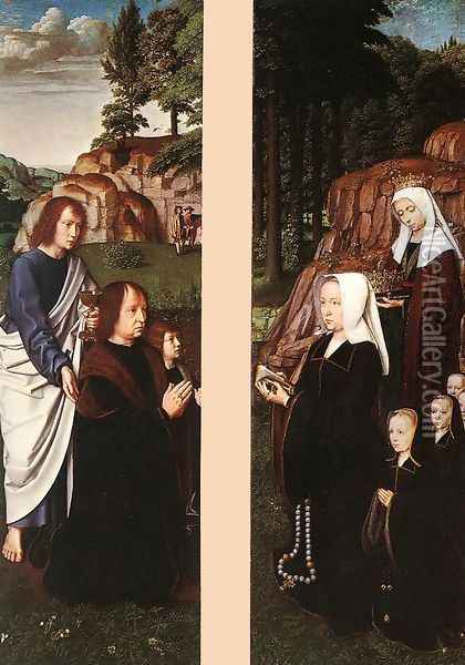 Triptych of Jean Des Trompes (side panels) 1505 Oil Painting - Gerard David