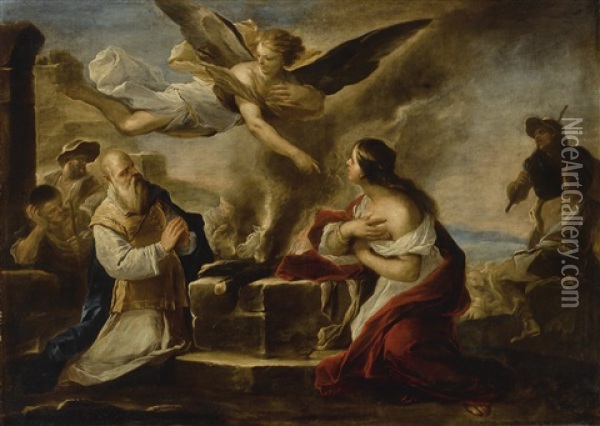 The Sacrifice Of Manoah Oil Painting - Luca Giordano