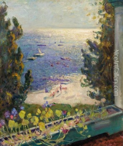 Terrace Overlooking The Beach Oil Painting - Arnold Borisovich Lakhovsky