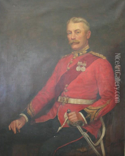 Portrait Of Lt. Col. William Coape Sherbrooke Oates Oil Painting - Henry Jamyn Brooks