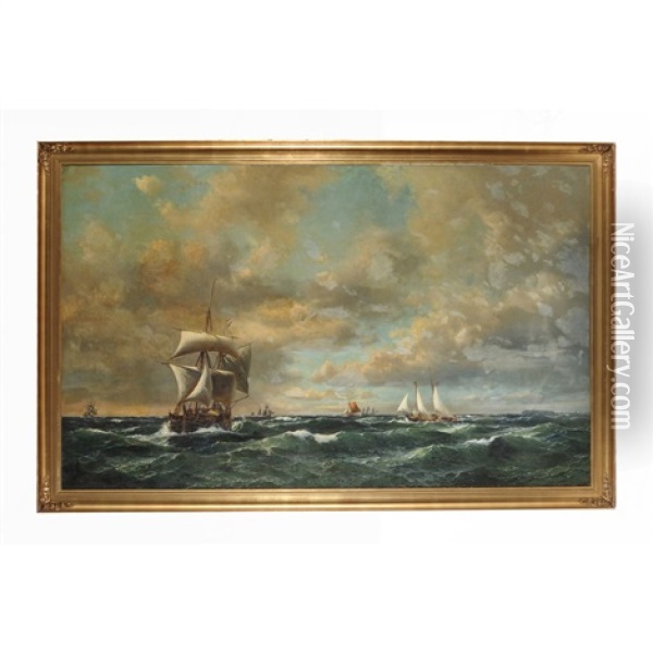 Shipping Off Heligoland Oil Painting - Daniel Hermann Anton Melbye