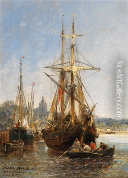 Hafen In Der Bretagne Oil Painting - Jules Achille Noel