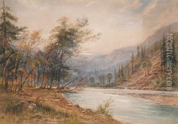 Cheakamus River, B.c. Oil Painting - Thomas William Roberts