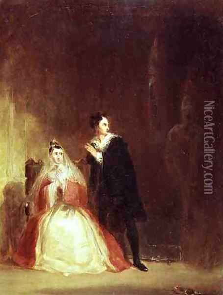 Hamlet and Gertrude with the Ghost, Act III Scene 4 from 'Hamlet' Oil Painting - George Clint