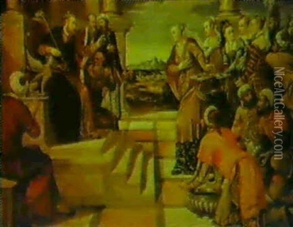 Solomon Receiving The Queen Of Sheba Oil Painting - Antonio Palma