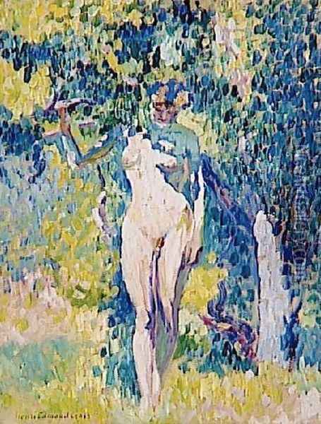Nude in a Garden Oil Painting - Henri Edmond Cross