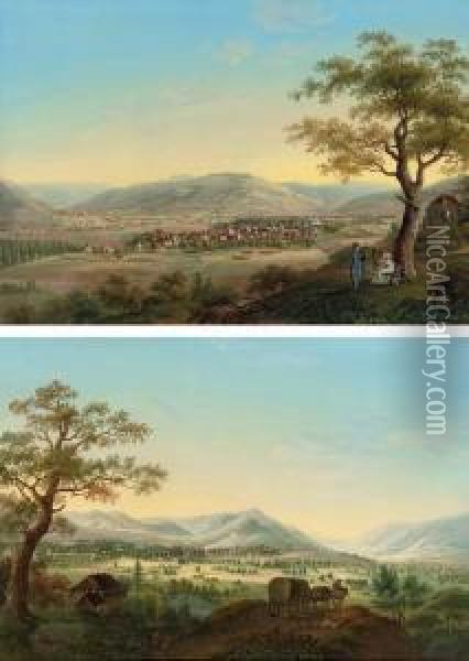 Pyrmont In Summer, Germany Oil Painting - Johann Heinrich Bleuler I