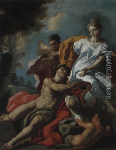 Bacchus Et Ceres Oil Painting - Francesco de Mura