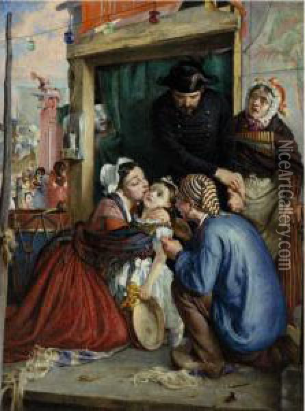 French Peasants Finding Their Stolen Child Oil Painting - Philip Hermogenes Calderon