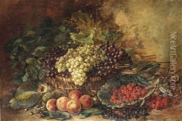 A Still Life With Fruits And Chestnuts Oil Painting - Francois Joseph Huygens