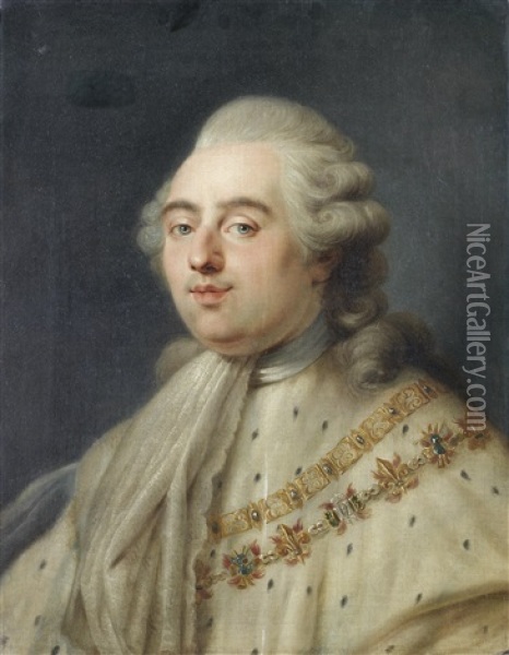 Portrait Of King Louis Xvi Of France, Bust-length, In An Ermine Mantle Oil Painting - Antoine-Francois (Calet) Callet