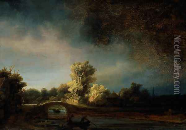 The Stone Bridge Oil Painting - Rembrandt Van Rijn