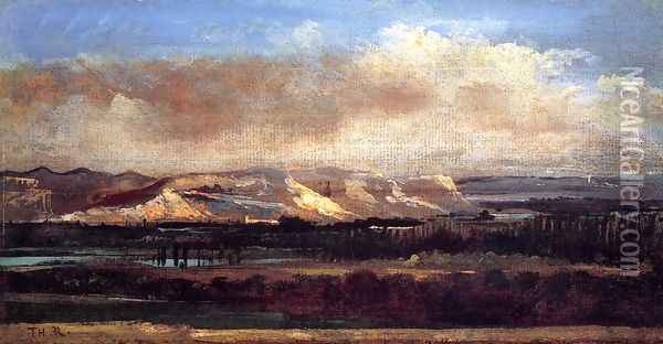 The Saleve Cliffs near Geneva Oil Painting - Etienne-Pierre Theodore Rousseau