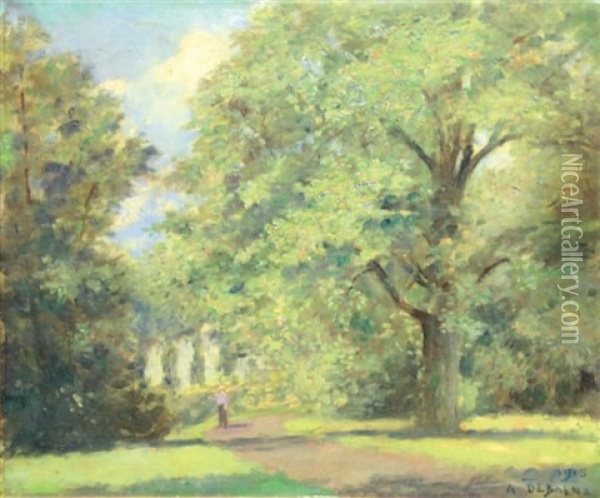 Jardinier Dans Un Parc Oil Painting - Alphonse Debaene